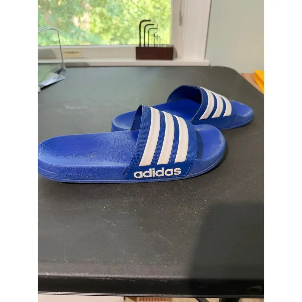Adidas Adilette Cloudfoam Slides Royal Blue White Men 9 GZ0028 Made in Italy